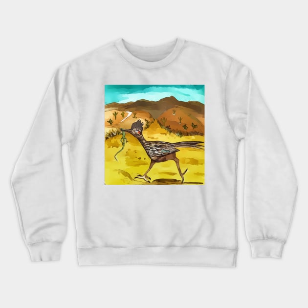 Road Runner and lizard Crewneck Sweatshirt by WelshDesigns